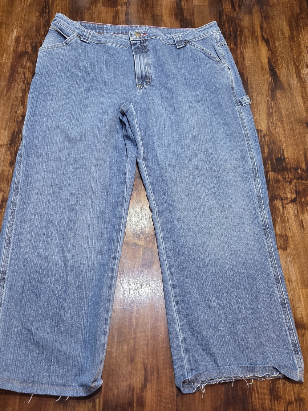 Wrangler Women's Blue Denim Carpenter Jeans  Relaxed Fit Cropped Vintage 90s
